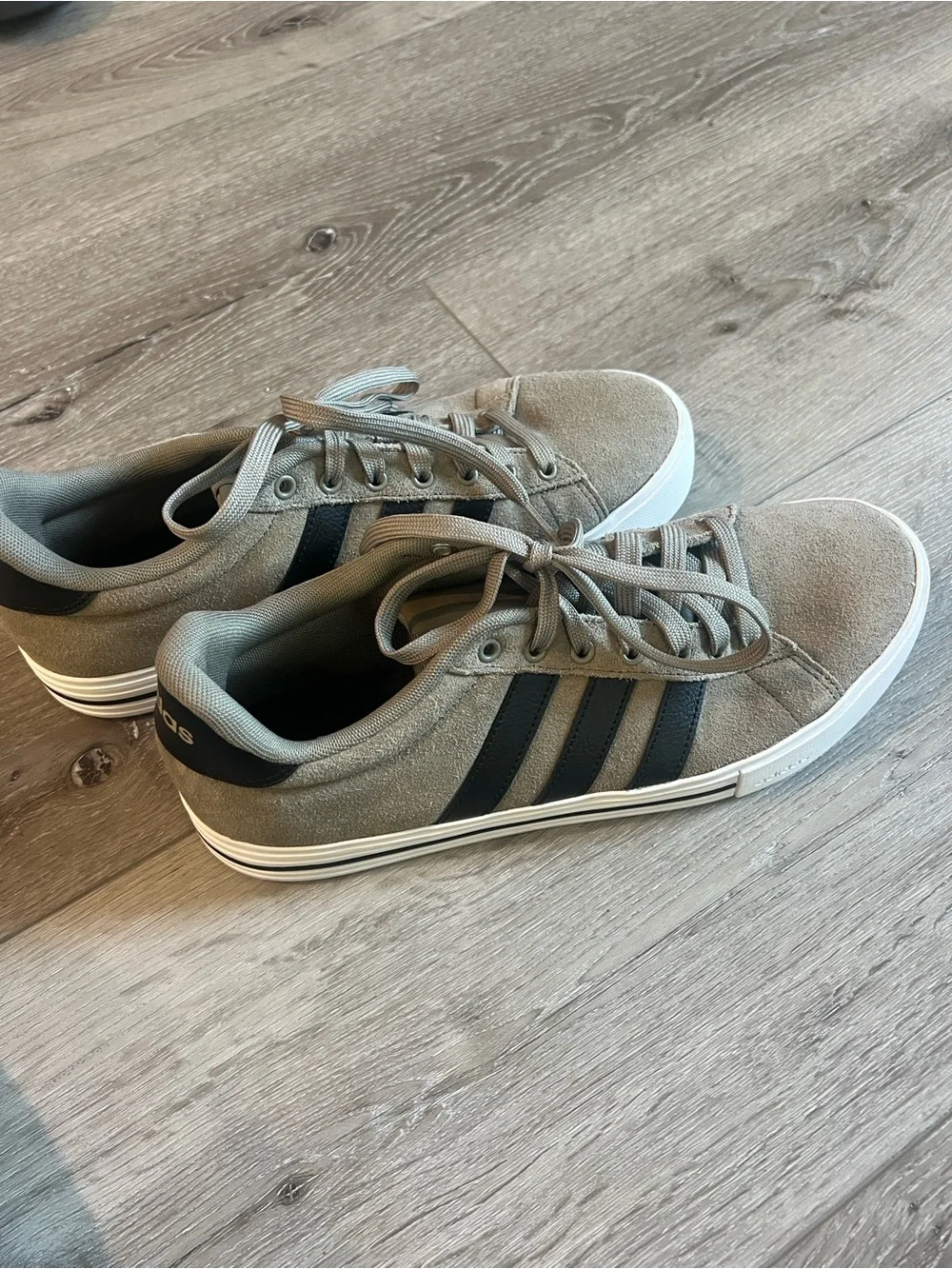 adidas Men's Taupe Suede Daily Sneakers with Black Stripes